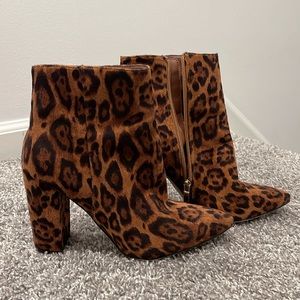 Animal print booties.